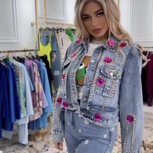 Kurtka jeans kamienie r.uni