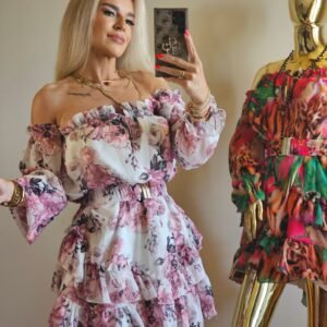 Sukienka Camilla r.uniwersalny Biała+Róż