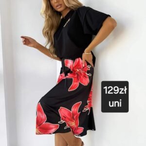 Spódnica czerwone kwiaty r.uni PL